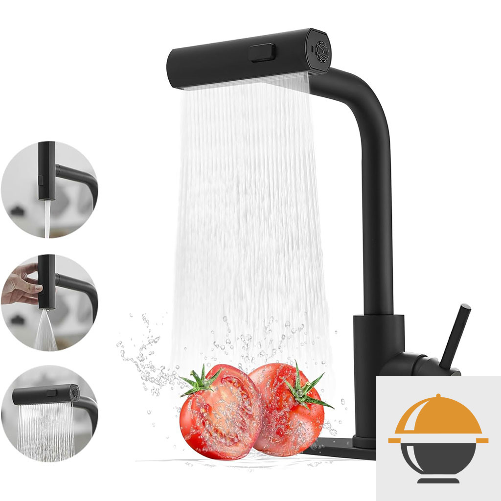 faucet Matte Black Pull-Down Kitchen Faucet - Image 1